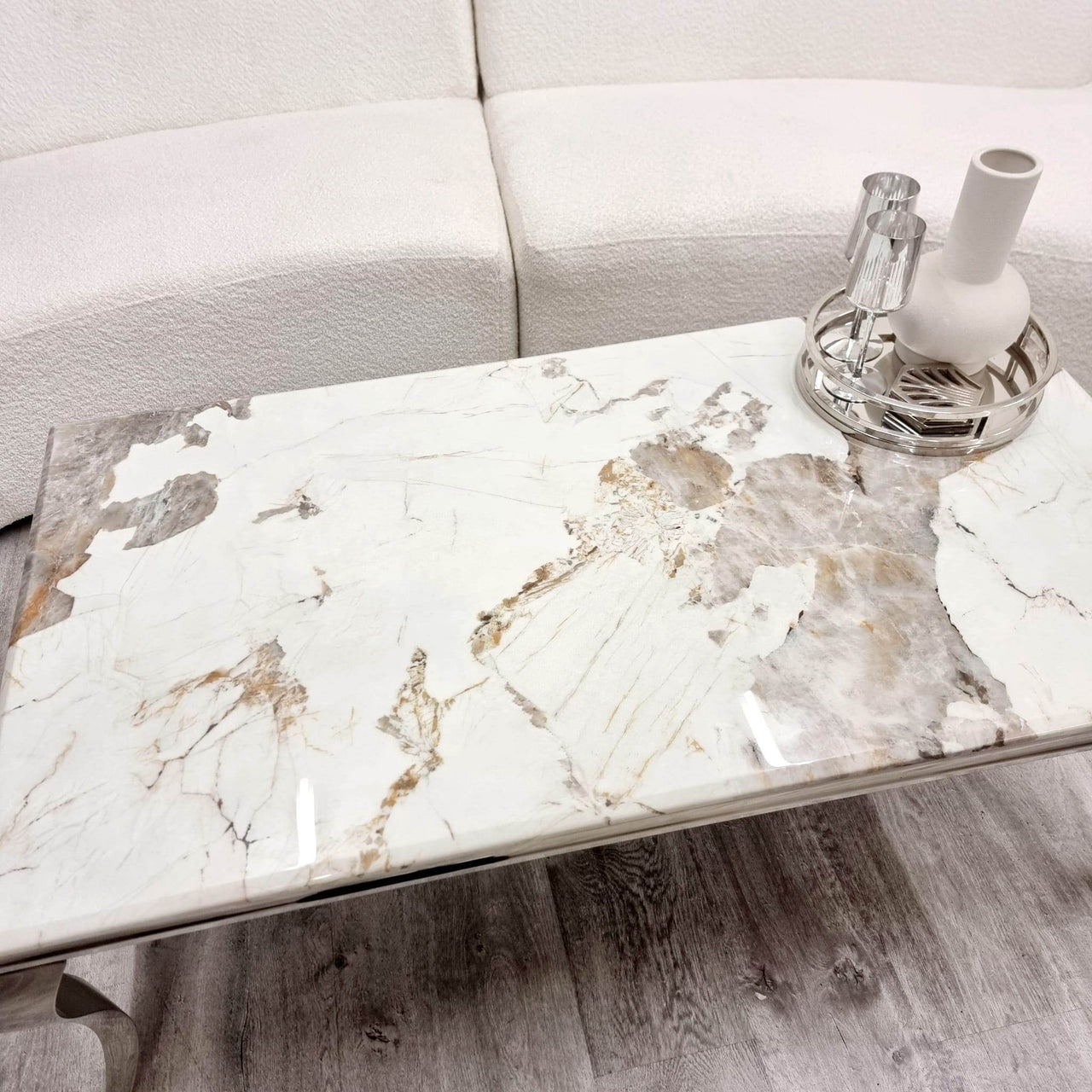 Louis Chrome Coffee Table - Luxury Design for Elegant Living Spaces, 130cm Width - UK Luxury Furniture