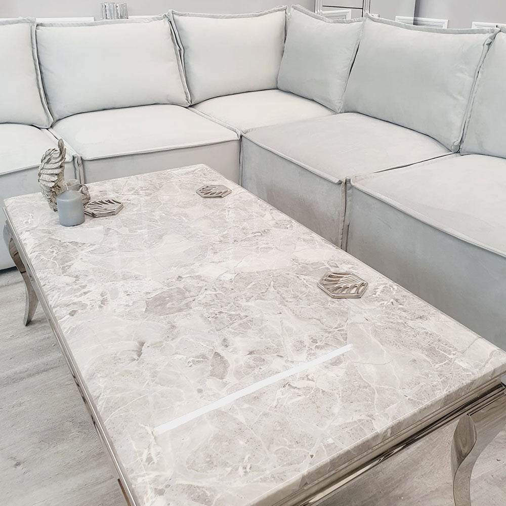 Louis Chrome Coffee Table - Luxury Design for Elegant Living Spaces, 130cm Width - UK Luxury Furniture