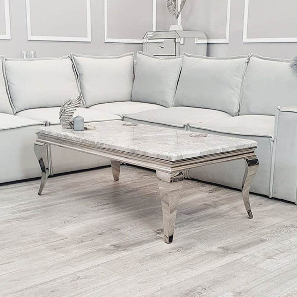Louis Chrome Coffee Table - Luxury Design for Elegant Living Spaces, 130cm Width - UK Luxury Furniture