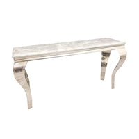Elegant Louis Chrome Console Table with Marble or Glass Top and Stainless Steel Legs - UK Luxury Furniture