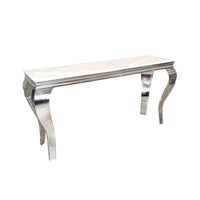 Elegant Louis Chrome Console Table with Marble or Glass Top and Stainless Steel Legs - UK Luxury Furniture