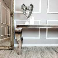 Elegant Louis Chrome Console Table with Marble or Glass Top and Stainless Steel Legs - UK Luxury Furniture