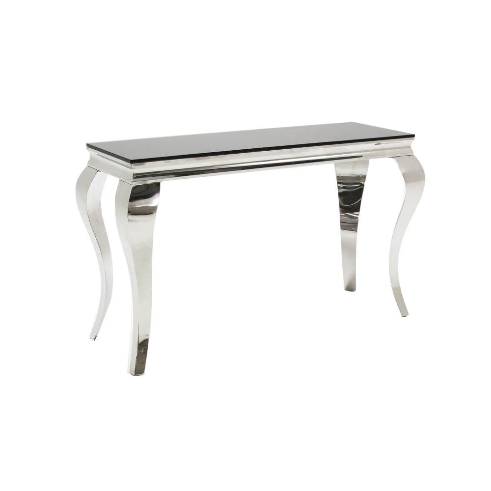 Elegant Louis Chrome Console Table with Marble or Glass Top and Stainless Steel Legs - UK Luxury Furniture