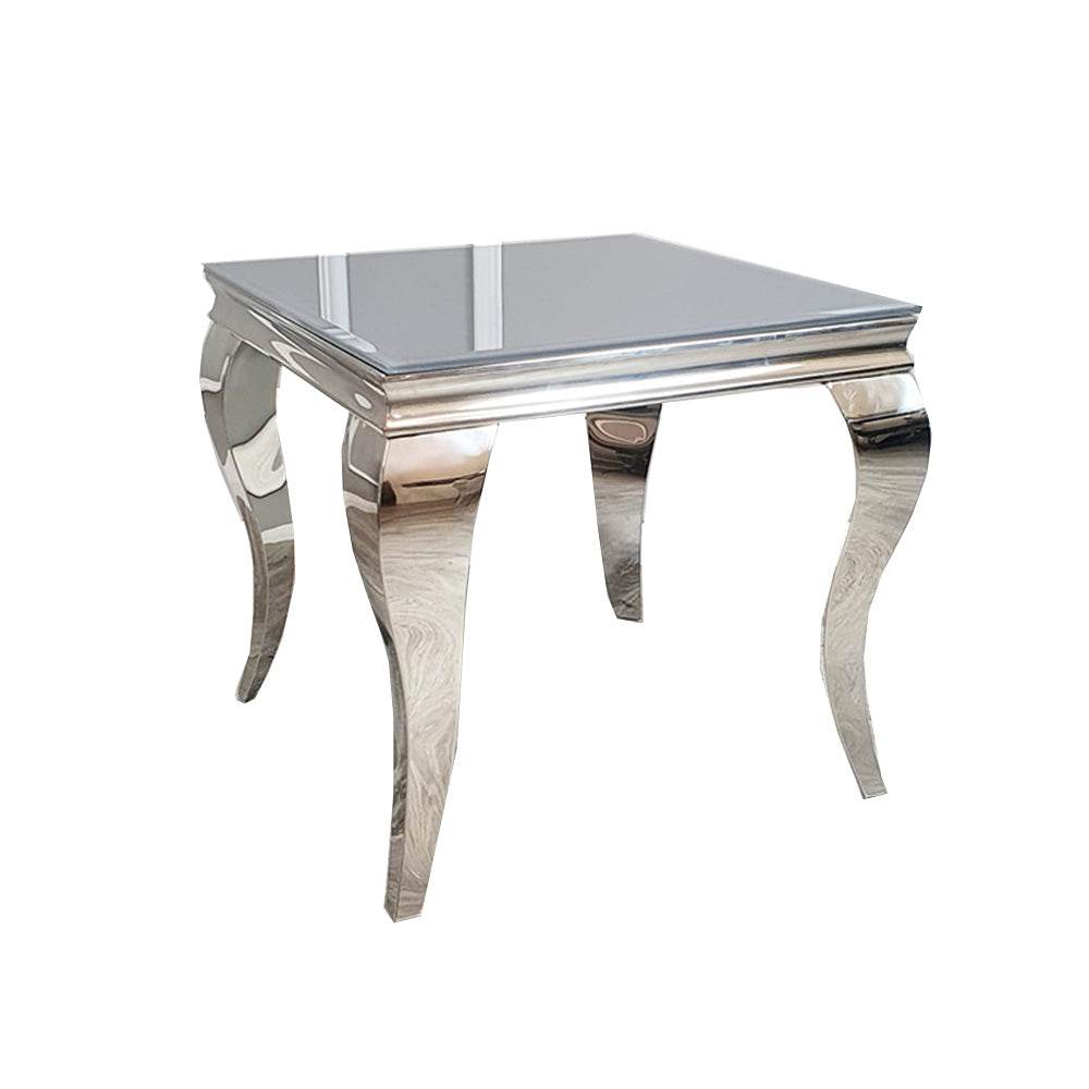 Louis Lamp Table with Curved Chrome Legs – Stylish Marble or Glass Top – Part of Louis Collection - UK Luxury Furniture