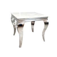 Louis Lamp Table with Curved Chrome Legs – Stylish Marble or Glass Top – Part of Louis Collection - UK Luxury Furniture