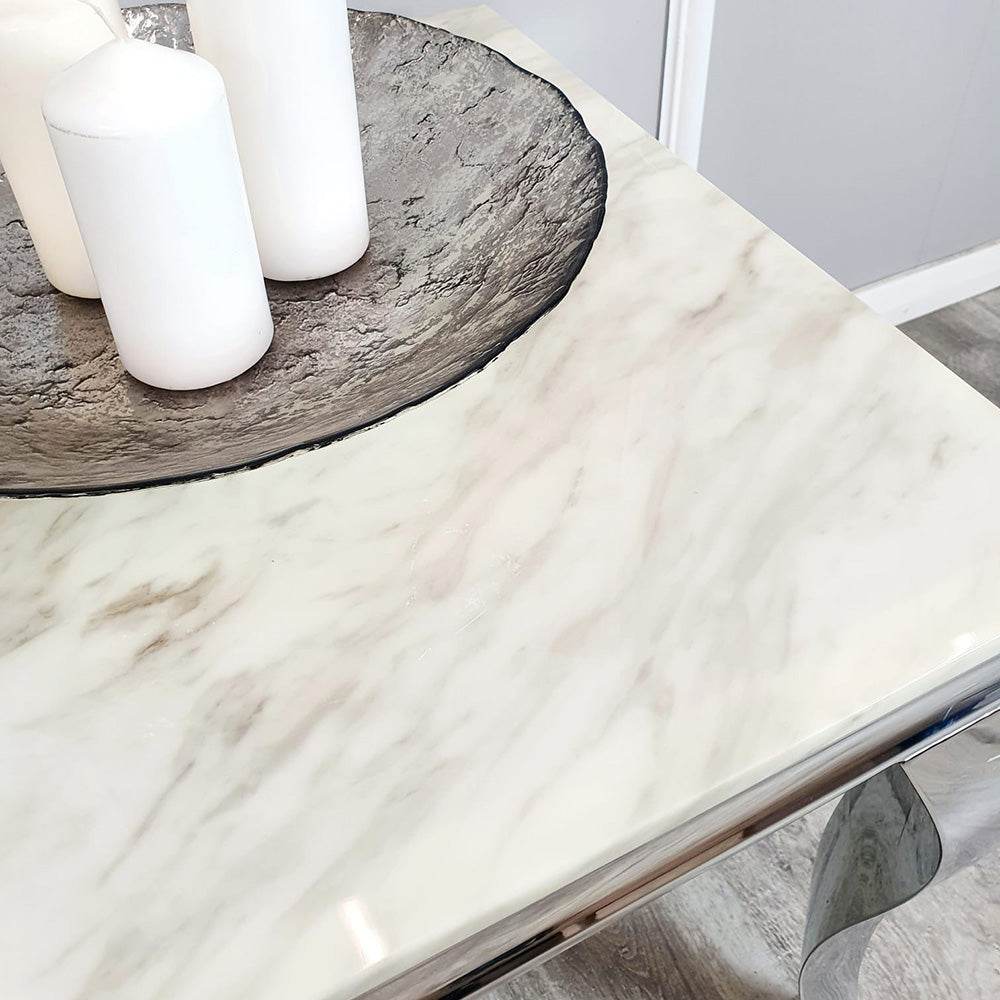 Louis Lamp Table with Curved Chrome Legs – Stylish Marble or Glass Top – Part of Louis Collection - UK Luxury Furniture