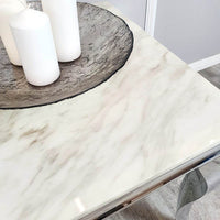 Louis Lamp Table with Curved Chrome Legs – Stylish Marble or Glass Top – Part of Louis Collection - UK Luxury Furniture