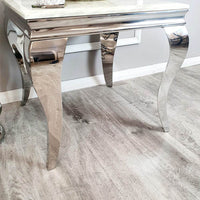 Louis Lamp Table with Curved Chrome Legs – Stylish Marble or Glass Top – Part of Louis Collection - UK Luxury Furniture