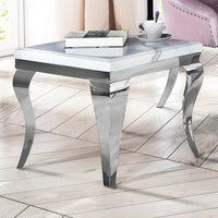 Louis Lamp Table with Curved Chrome Legs – Stylish Marble or Glass Top – Part of Louis Collection - UK Luxury Furniture