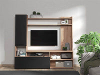 Algarve Artisan Oak Effect & Black TV Entertainment Unit for Modern Living - UK Luxury Furniture