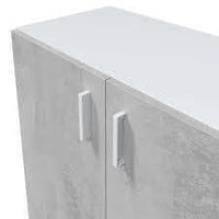 Alonso 2-Door Grey and White Wide Universal Wall Storage Cupboard for Utility - UK Luxury Furniture