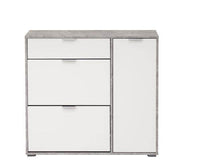 Modern Grey & White Shoe Storage Cabinet with Revolving & Swing Drawers - UK Luxury Furniture