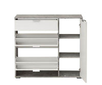 Modern Grey & White Shoe Storage Cabinet with Revolving & Swing Drawers - UK Luxury Furniture