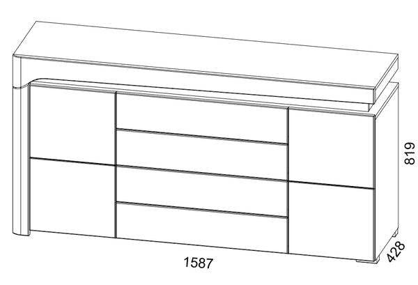Athens Grey and White Gloss 2 Door 4 Drawer Sideboard with Lights - UK Luxury Furniture