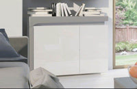 Athens Grey and White Gloss Two-Door Small Sideboard with Integrated LED Lighting - UK Luxury Furniture