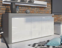 Athens Grey and White High Gloss 3-Door Sideboard with Integrated LED Lighting - UK Luxury Furniture