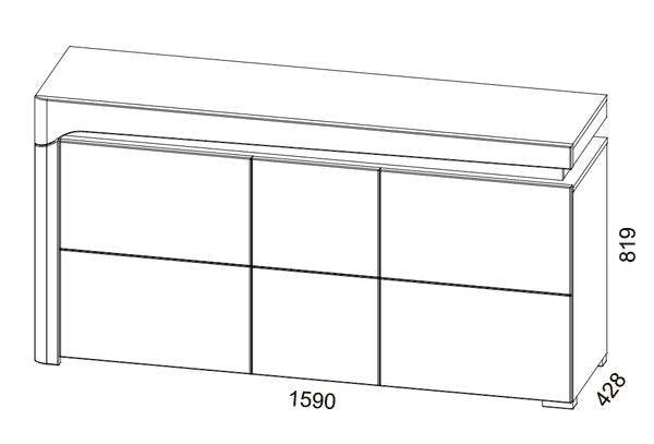 Athens Grey and White High Gloss 3-Door Sideboard with Integrated LED Lighting - UK Luxury Furniture