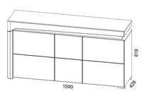 Athens Grey and White High Gloss 3-Door Sideboard with Integrated LED Lighting - UK Luxury Furniture