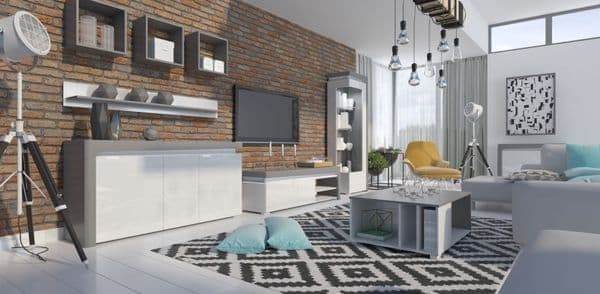Athens Grey and White High Gloss 3-Door Sideboard with Integrated LED Lighting - UK Luxury Furniture