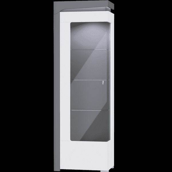 Elegant Athens Grey and White Gloss Left Display Cabinet with LED Illumination - UK Luxury Furniture