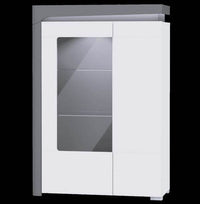 Athens Grey and White High Gloss Display Cabinet with LED Lighting - UK Luxury Furniture
