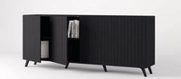 Atlantis Elegant Matte Black Wide Four-Door Sideboard with Internal Shelves - UK Luxury Furniture