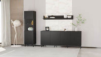 Atlantis Elegant Matte Black Wide Four-Door Sideboard with Internal Shelves - UK Luxury Furniture