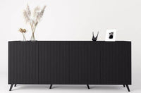 Atlantis Elegant Matte Black Wide Four-Door Sideboard with Internal Shelves - UK Luxury Furniture
