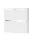 Brilo Matt White Two-Drawer Shoe Cabinet: Elegant, Space-Saving Footwear Storage Solution - UK Luxury Furniture