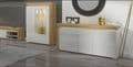 Cadillac Oak Effect and White Gloss Three-Door Sideboard with Integrated LED Lighting - UK Luxury Furniture