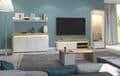 Cadillac Oak Effect and White Gloss Three-Door Sideboard with Integrated LED Lighting - UK Luxury Furniture