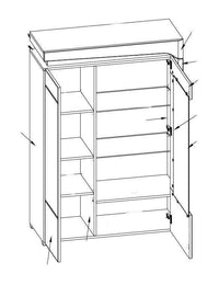Cadillac Oak Effect and White Gloss Wide Display Cabinet with LED Lighting - UK Luxury Furniture