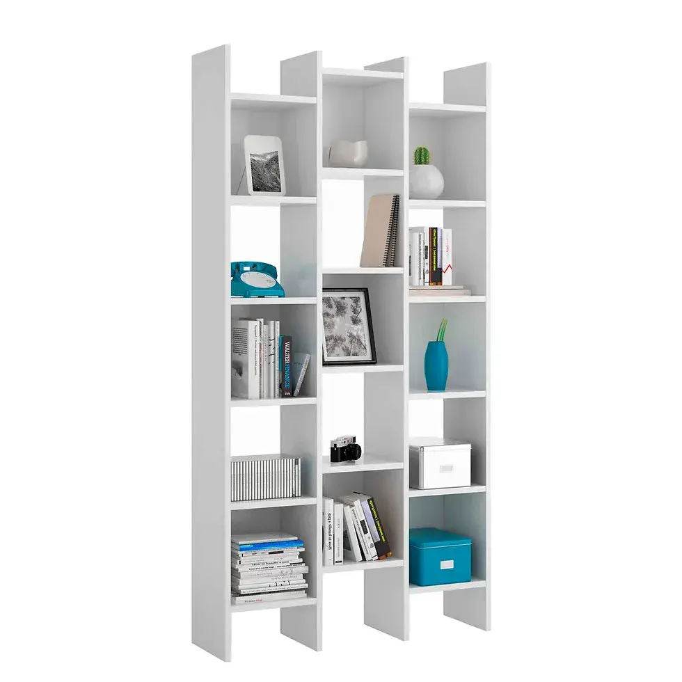 Cadiz White Gloss Triple Bookcase: Modern, Space-Saving, and Elegant Storage Solution - UK Luxury Furniture
