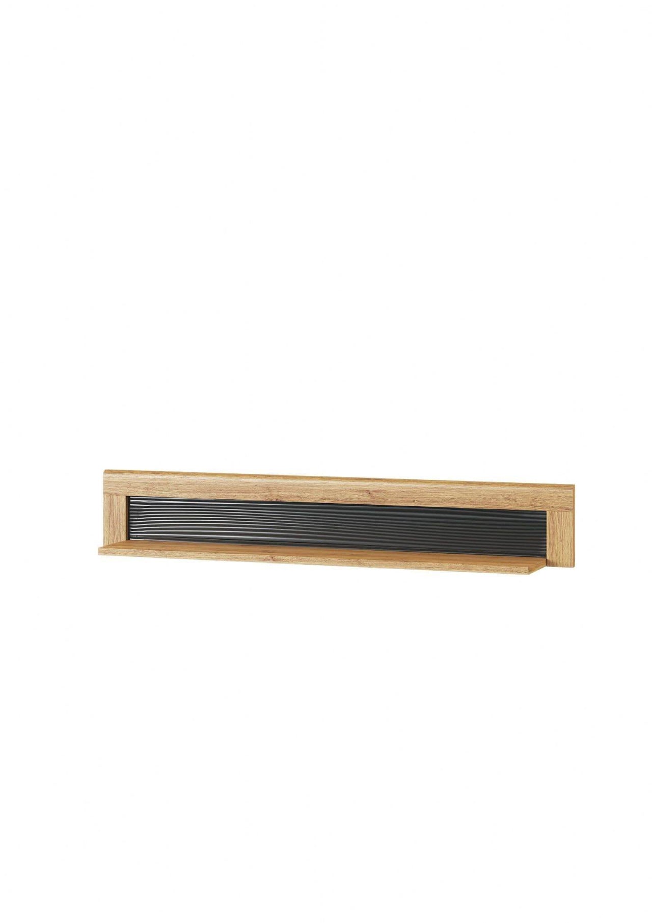 Premium Camar Large Wall Mounted Shelf: Camargue Oak Effect with Black Mala Finish - UK Luxury Furniture