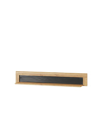 Premium Camar Large Wall Mounted Shelf: Camargue Oak Effect with Black Mala Finish - UK Luxury Furniture