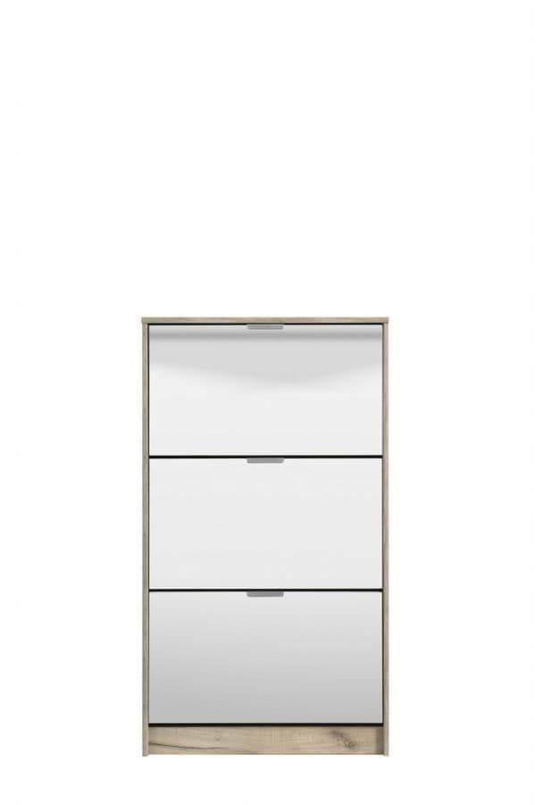 Carrera Mirrored Oak Effect Three-Drawer Shoe Storage Cabinet - Elegant Hallway Organiser - UK Luxury Furniture