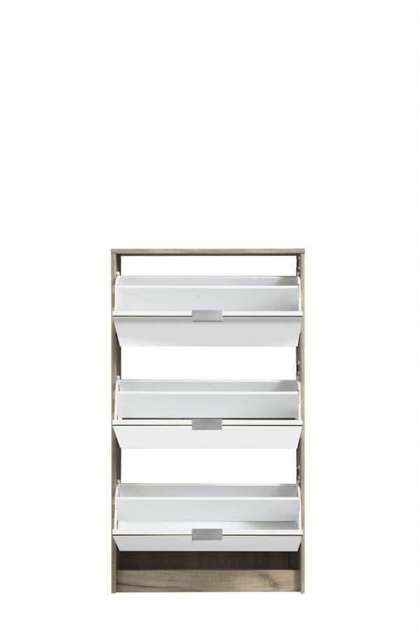 Carrera Mirrored Oak Effect Three-Drawer Shoe Storage Cabinet - Elegant Hallway Organiser - UK Luxury Furniture