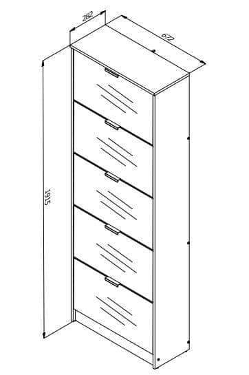 Carrera Mirrored Oak Effect Tall Shoe Cabinet with Five Revolving Drawers - UK Luxury Furniture