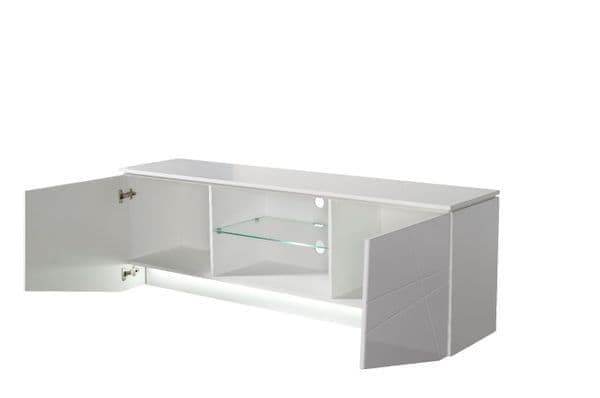 Cartier White High Gloss TV Cabinet with LED Lighting and Storage - UK Luxury Furniture