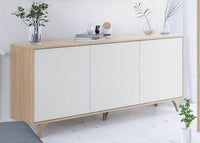 Casablanca White & Oak Effect 3-Door Wide Sideboard: Spacious, Modern, Elegant Storage - UK Luxury Furniture
