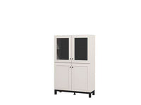 Cassio Cashmere Taupe Panelled Low Display Cabinet - Elegant Storage Solution - UK Luxury Furniture