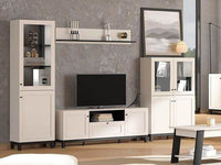 Cassio Cashmere Taupe Panelled Low Display Cabinet - Elegant Storage Solution - UK Luxury Furniture