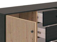 Clifton Slatted Artisan Oak Effect and Black Sideboard: Modern Storage Unit - UK Luxury Furniture