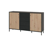 Clifton Slatted Artisan Oak Effect and Black Sideboard: Modern Storage Unit - UK Luxury Furniture
