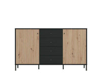 Clifton Slatted Artisan Oak Effect and Black Sideboard: Modern Storage Unit - UK Luxury Furniture
