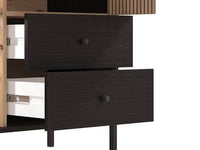 Clifton Slatted Artisan Oak Effect Black Low Display Cabinet - UK Luxury Furniture