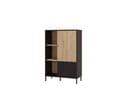 Clifton Slatted Artisan Oak Effect Black Low Display Cabinet - UK Luxury Furniture