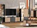 Clifton Slatted Artisan Oak Effect Black Low Display Cabinet - UK Luxury Furniture