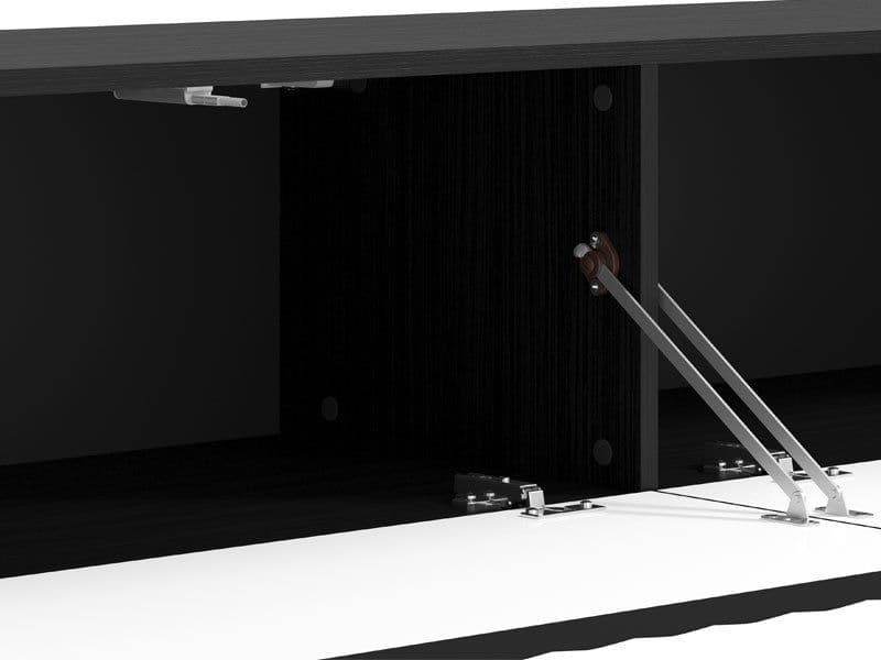 Como Black Wall-Mounted Floating Slat Effect Small TV Entertainment Unit - UK Luxury Furniture
