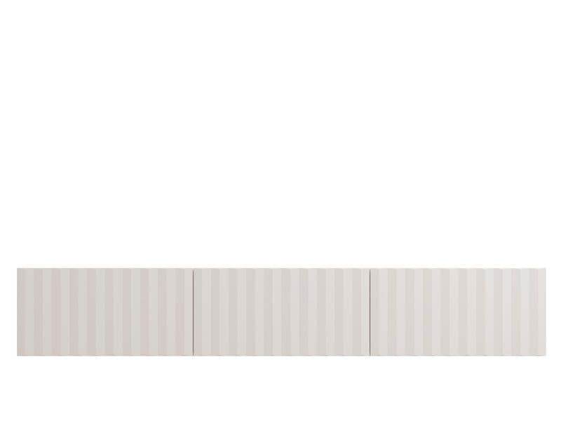 Como White Slat Effect Wall Mounted Floating Wide TV Entertainment Unit with Three Doors - UK Luxury Furniture